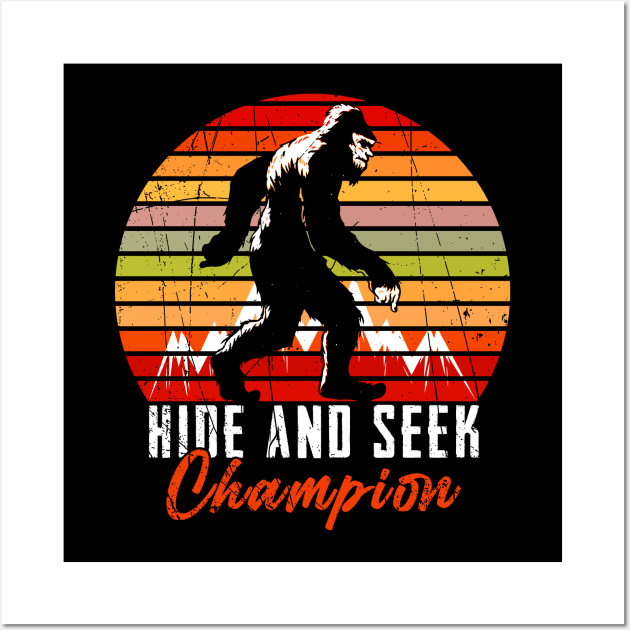 Hide and Seek Champion  Big Foot retro Wall Art by Caskara